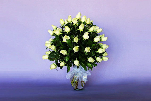 Jarrón con 50 Rosas Blancas