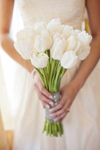 Ramo de Novia Tulipanes Blancos Tallo Alto